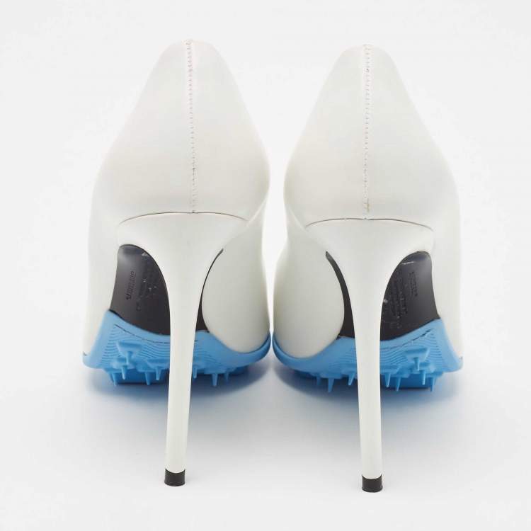Pre Owned Off-White White Leather Pointed Toe Pumps Size 38