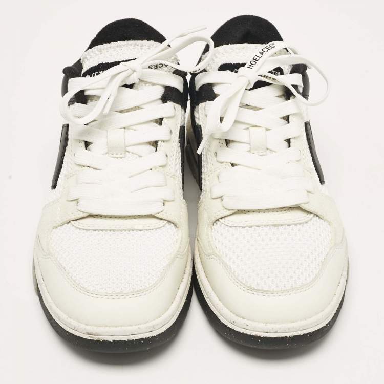Pre Owned Off-White White/Black Leather and Mesh Slim Out Of Office Sneakers Size 37