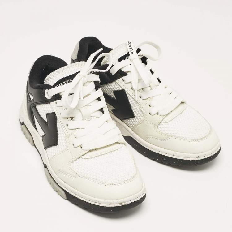 Pre Owned Off-White White/Black Leather and Mesh Slim Out Of Office Sneakers Size 37