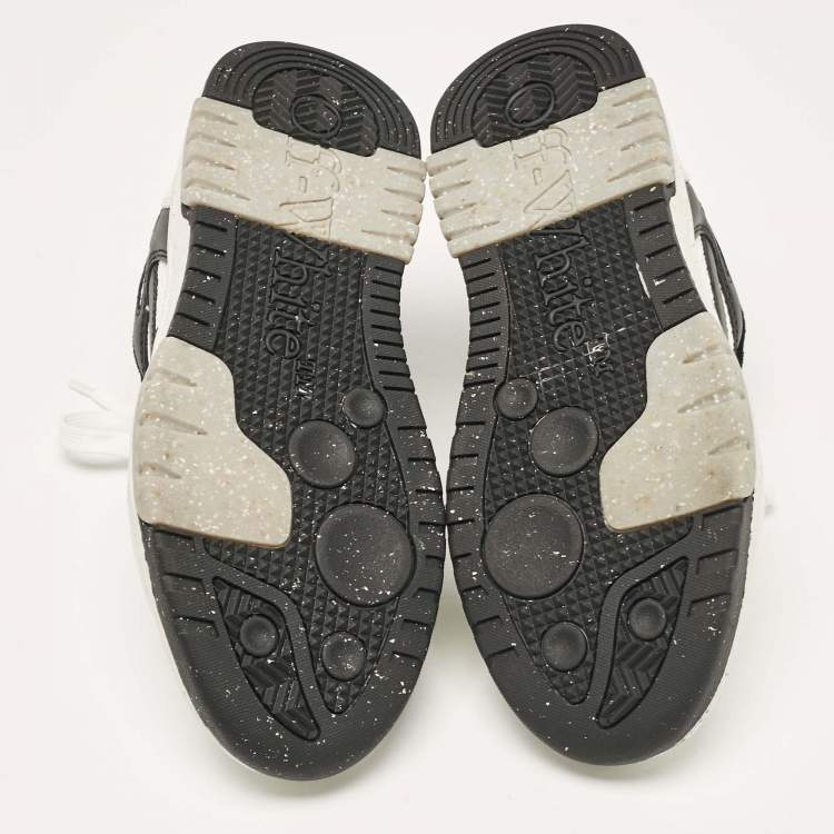 Pre Owned Off-White White/Black Leather and Mesh Slim Out Of Office Sneakers Size 37