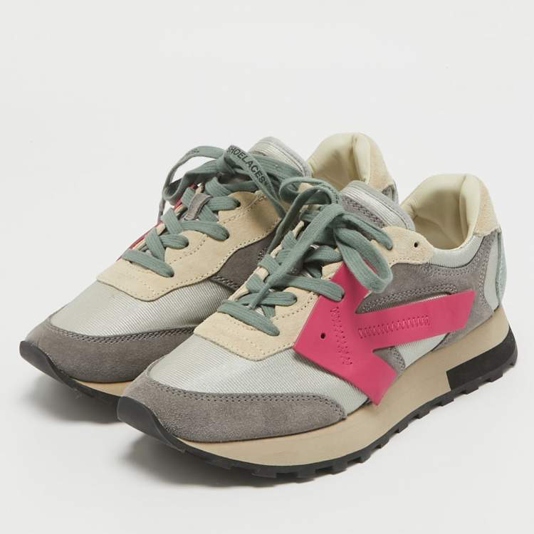 Pre Owned Off-White Multicolor Suede and Fabric Runner Arrow Low Top Sneakers Size 39