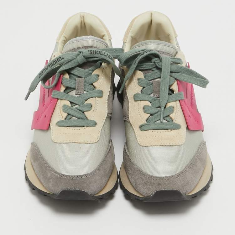 Pre Owned Off-White Multicolor Suede and Fabric Runner Arrow Low Top Sneakers Size 39
