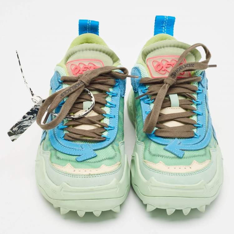 Pre Owned Off-White Multicolor Leather and Mesh Odsy 1000 Lace Up Sneakers Size 38