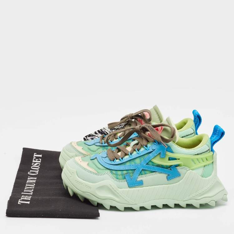 Pre Owned Off-White Multicolor Leather and Mesh Odsy 1000 Lace Up Sneakers Size 38