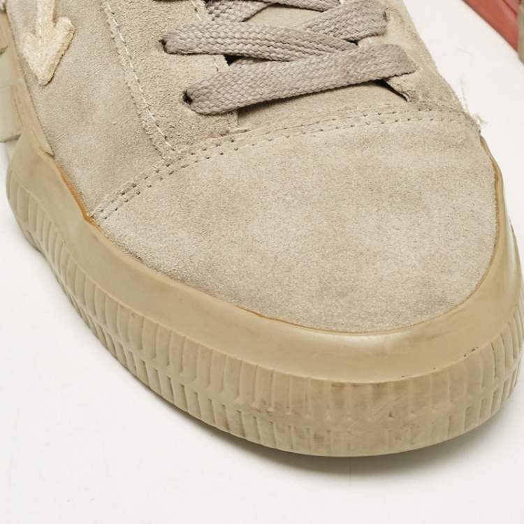 Pre Owned Off-White Green Canvas and Suede Vulcanised Low Top Sneakers Size 38