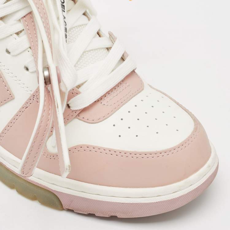 Pre Owned Off-White Pink/White Leather Out Of Office Sneakers Size 38