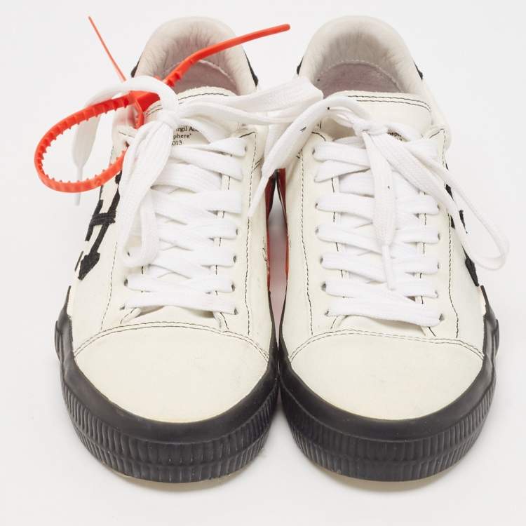 Pre Owned Off-White Black/White Suede Vulcanized Striped Low Top Sneakers Size 38