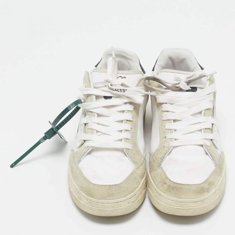 Pre Owned Off-White White/Grey Canvas and Suede 5.0 Low Top Sneakers Size 39