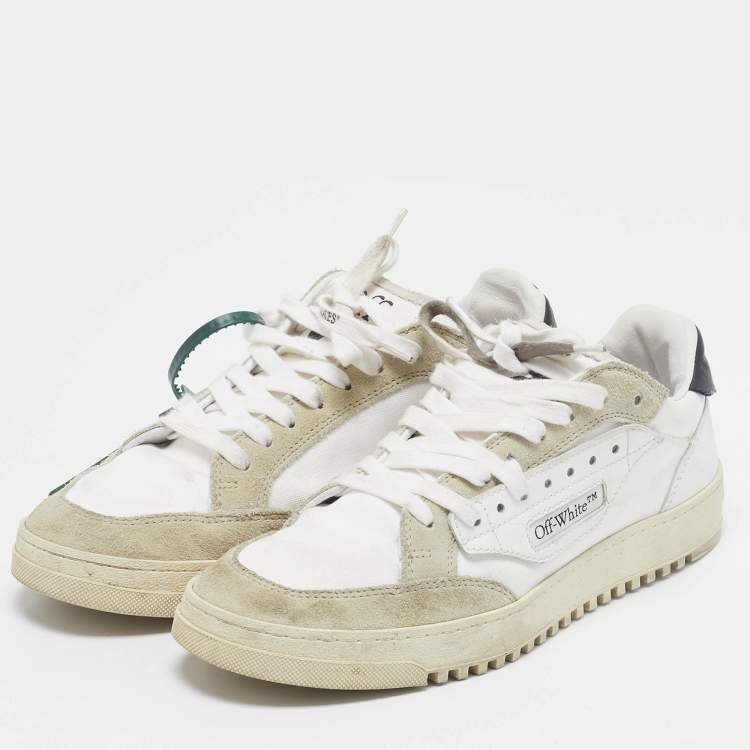 Pre Owned Off-White White/Grey Canvas and Suede 5.0 Low Top Sneakers Size 39