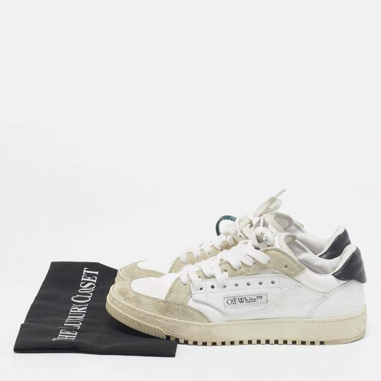 Pre Owned Off-White White/Grey Canvas and Suede 5.0 Low Top Sneakers Size 39