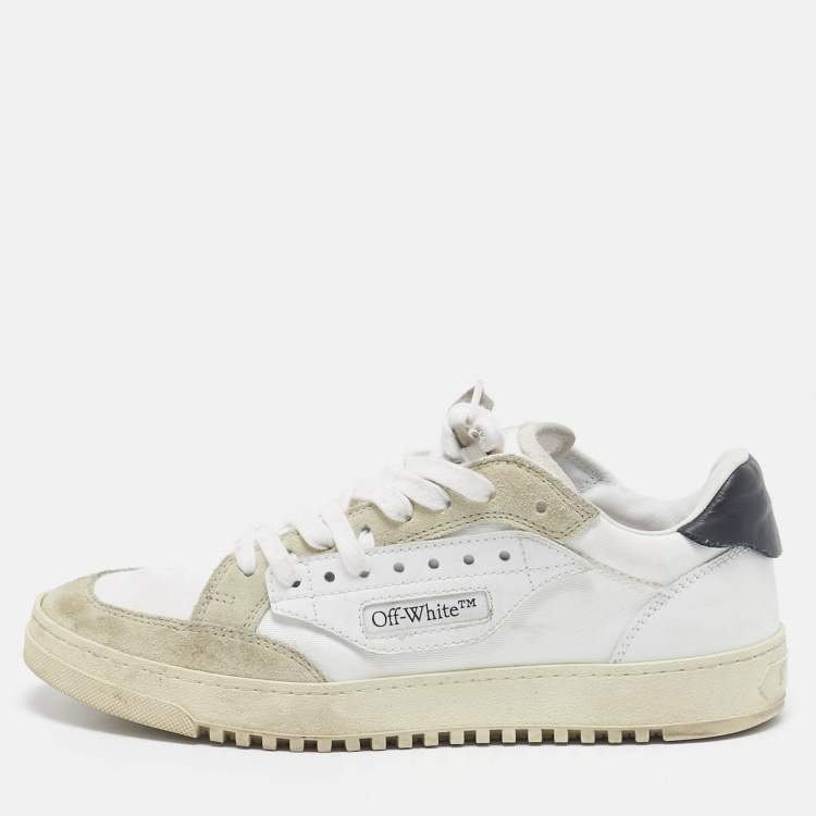 Pre Owned Off-White White/Grey Canvas and Suede 5.0 Low Top Sneakers Size 39
