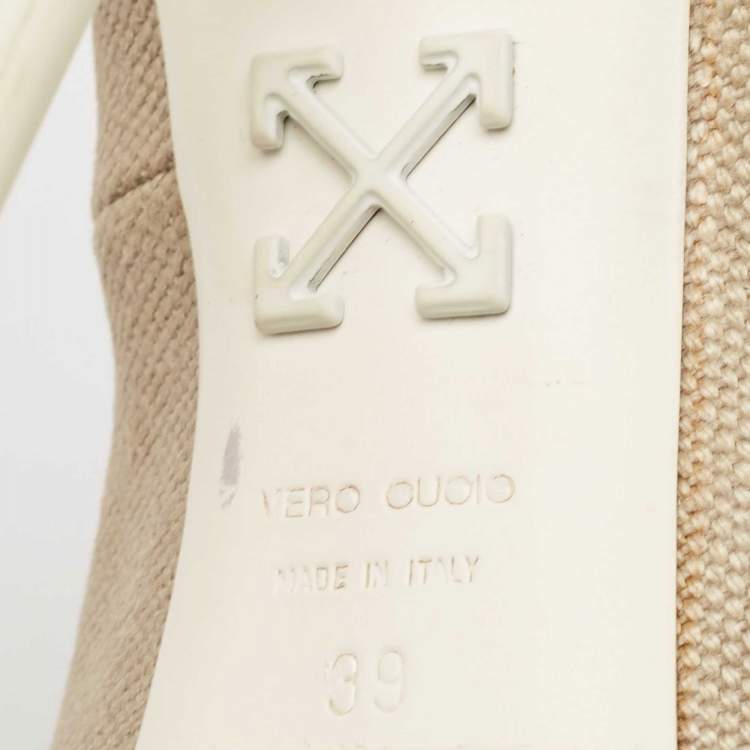 Pre Owned Off-White Beige/White Canvas For Walking Pumps Size 39