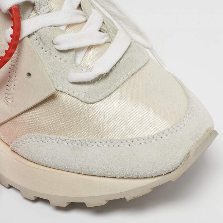 Pre Owned Off-White White Fabric and Suede HG Runner Sneakers Size 37