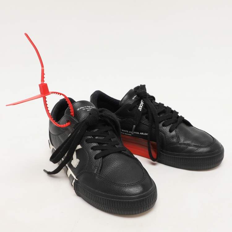 Pre Owned Off-White Black Leather Vulcanised Low Top Sneakers Size 37