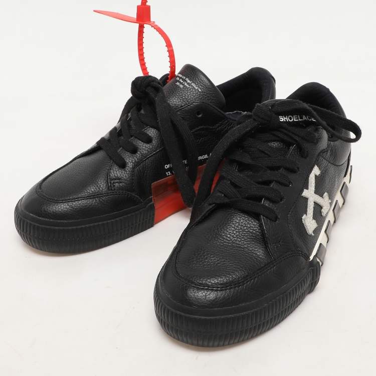 Pre Owned Off-White Black Leather Vulcanised Low Top Sneakers Size 37