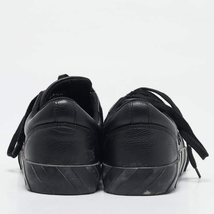 Pre Owned Off-White Black Leather Vulcanized Low Top Sneakers Size 40