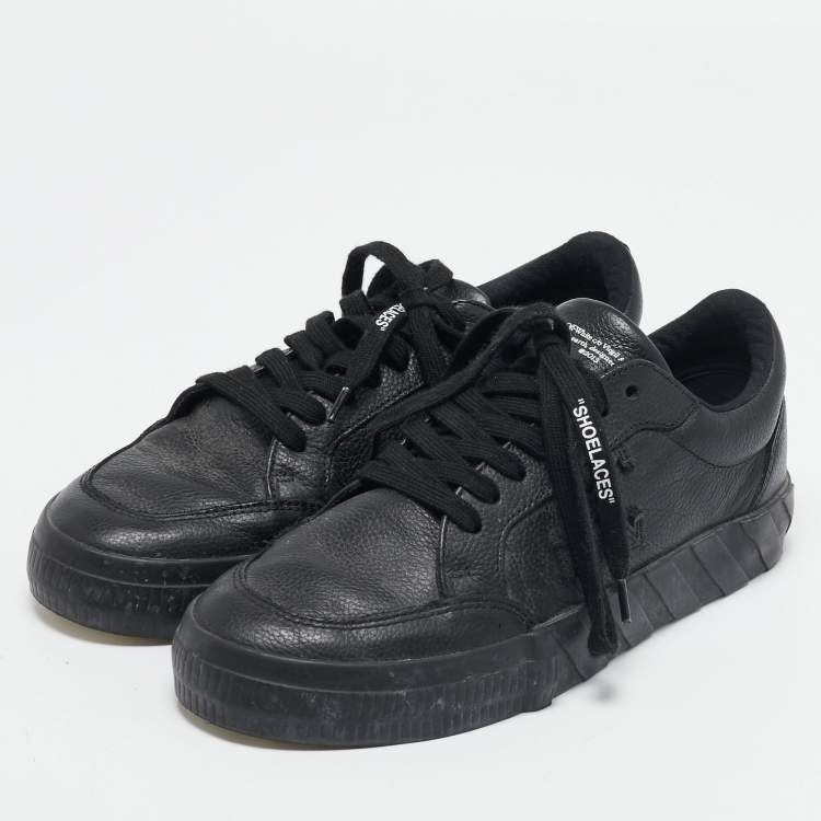 Pre Owned Off-White Black Leather Vulcanized Low Top Sneakers Size 40