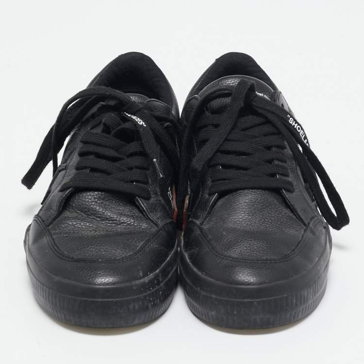 Pre Owned Off-White Black Leather Vulcanized Low Top Sneakers Size 40