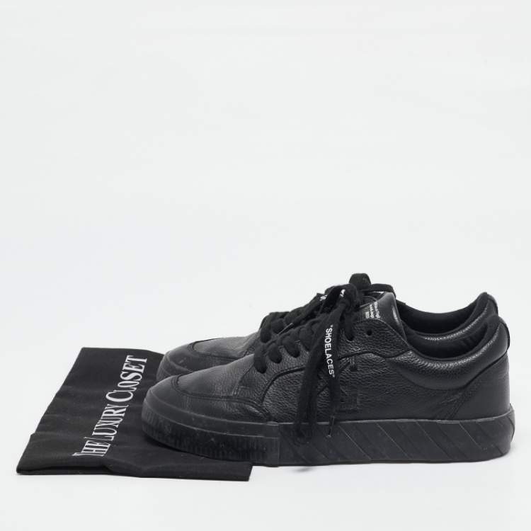 Pre Owned Off-White Black Leather Vulcanized Low Top Sneakers Size 40