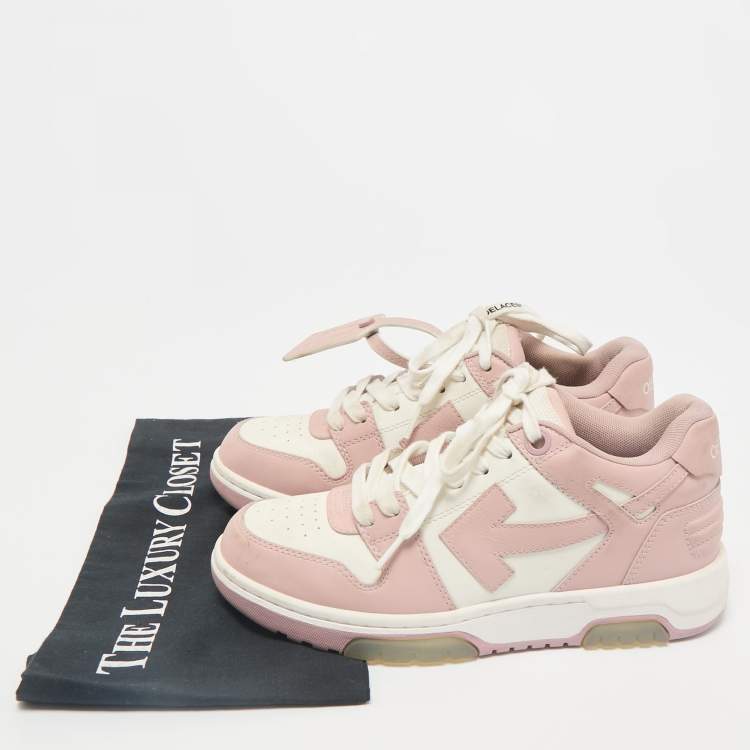 Pre Owned Off-White White/Pink Leather HG Runner Low Top Sneakers Size 37