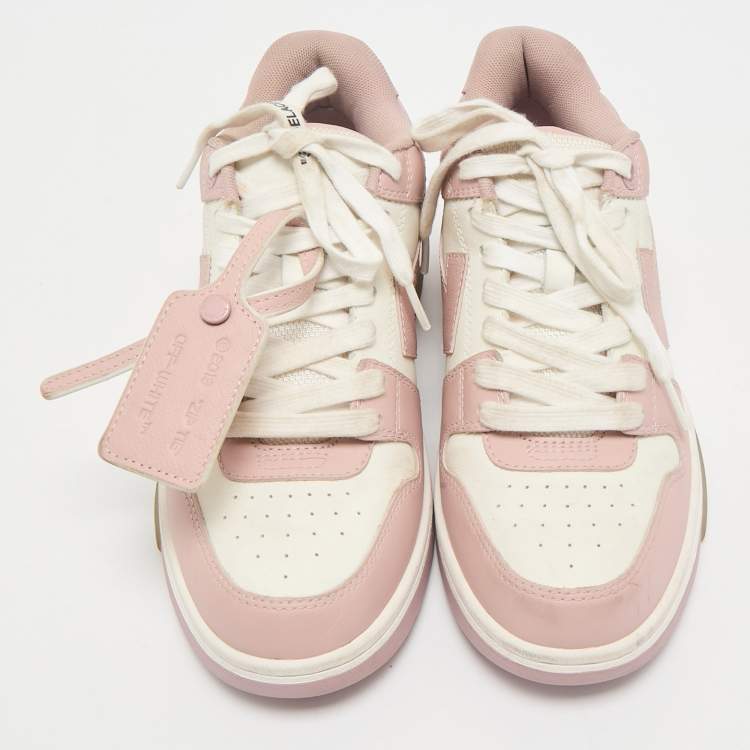 Pre Owned Off-White White/Pink Leather HG Runner Low Top Sneakers Size 37