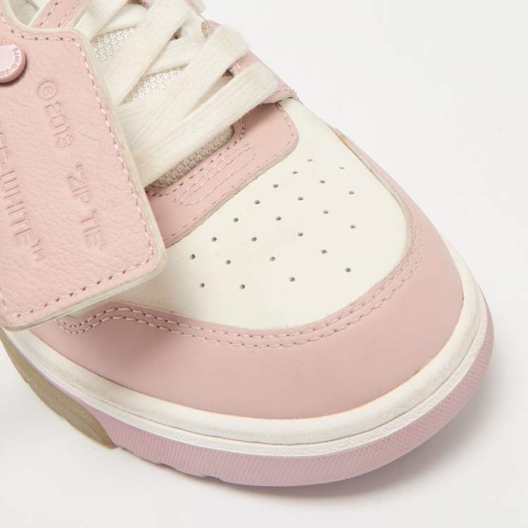 Pre Owned Off-White White/Pink Leather HG Runner Low Top Sneakers Size 37