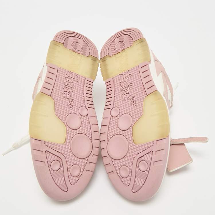 Pre Owned Off-White White/Pink Leather HG Runner Low Top Sneakers Size 37