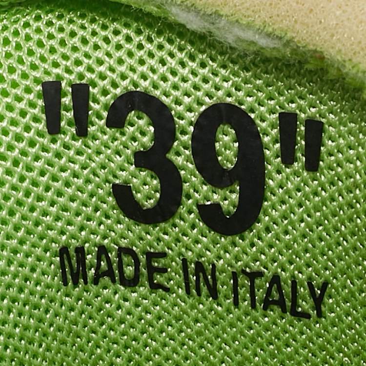 Pre Owned Off-White Green Leather and Mesh Odsy 1000 Lace Up Sneakers Size 39