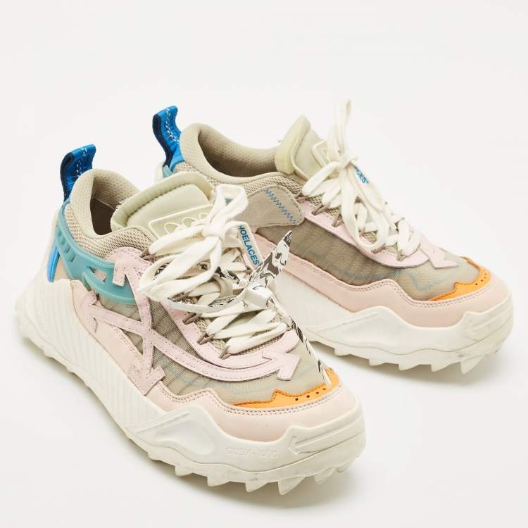 Pre Owned Off-White Multicolor Mesh and Nubuck Leather Odsy 1000 Lace Up Sneakers Size 40
