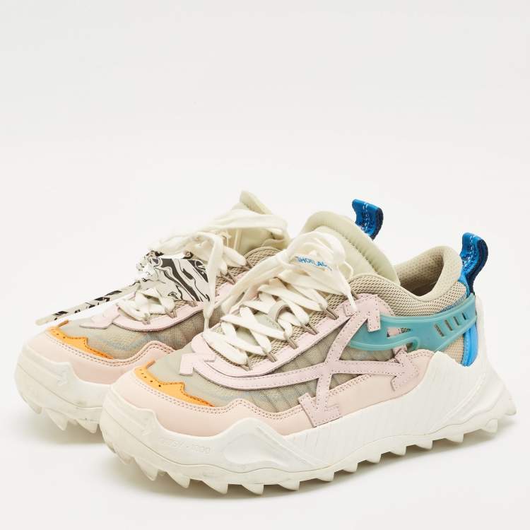 Pre Owned Off-White Multicolor Mesh and Nubuck Leather Odsy 1000 Lace Up Sneakers Size 40