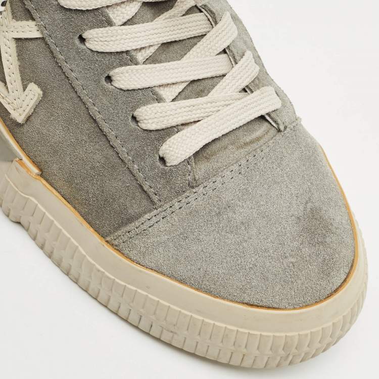 Pre Owned Off-White Grey Suede Vulcanized Low Top Sneakers Size 40