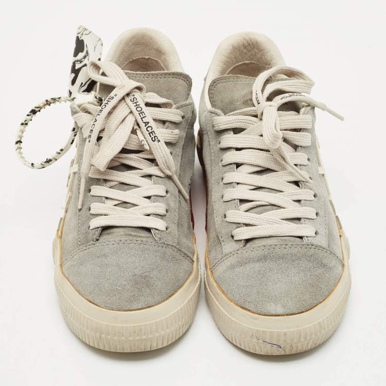 Pre Owned Off-White Grey Suede Vulcanized Low Top Sneakers Size 40
