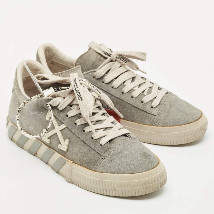 Pre Owned Off-White Grey Suede Vulcanized Low Top Sneakers Size 40