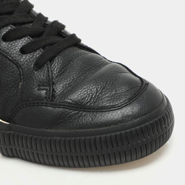 Pre Owned Off-White Black Leather Vulcanized Low Top Sneakers Size 37