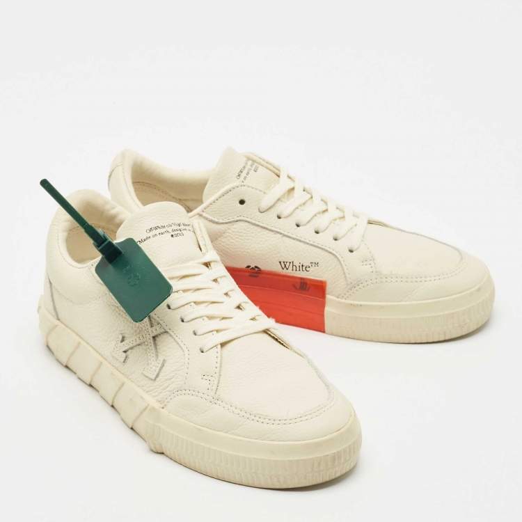 Pre Owned Off-White Grey Leather Vulcanised Lace Up Sneakers Size 38
