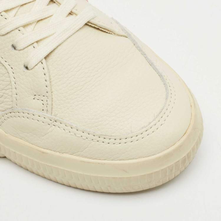 Pre Owned Off-White Grey Leather Vulcanised Lace Up Sneakers Size 38