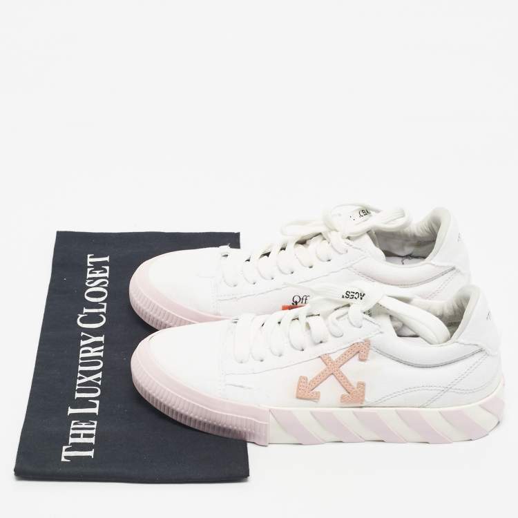 Pre Owned Off-White White Canvas Vulcanized Low Top Sneakers Size 38