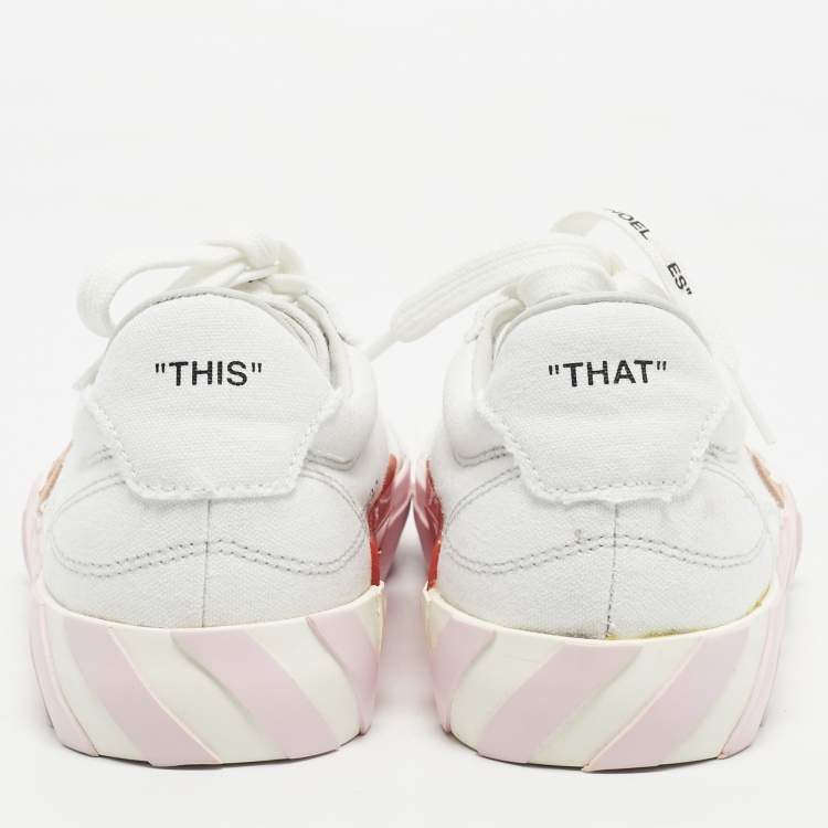 Pre Owned Off-White White Canvas Vulcanized Low Top Sneakers Size 38