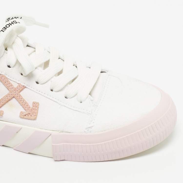 Pre Owned Off-White White Canvas Vulcanized Low Top Sneakers Size 38