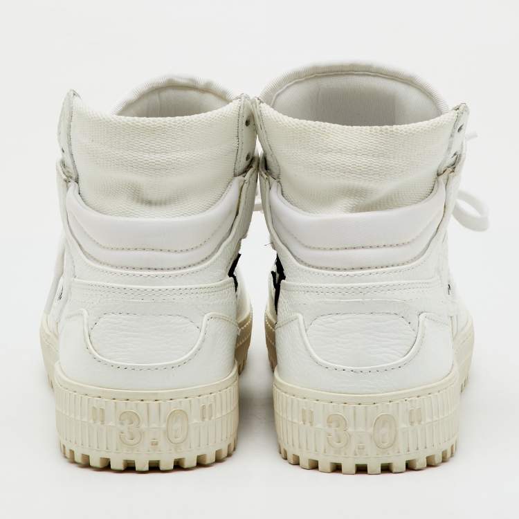 Pre Owned Off-White White Leather and Canvas 3.0 Off Court High Top Sneakers Size 37