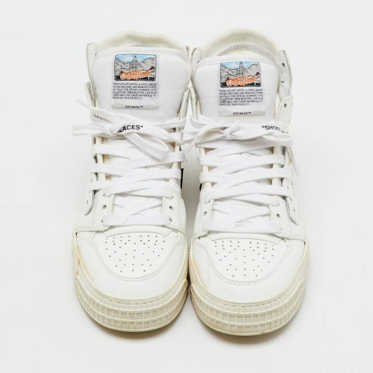 Pre Owned Off-White White Leather and Canvas 3.0 Off Court High Top Sneakers Size 37