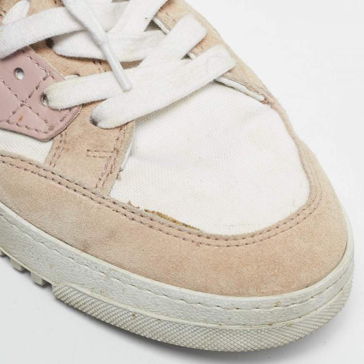 Pre Owned Off-White Multicolor Leather and Suede Off Court Lace Up Sneakers Size 38