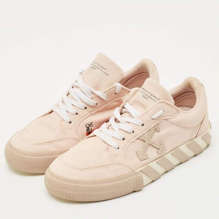 Pre Owned Off-White Pink Canvas Vulcanised Lace Up Sneakers Size 37