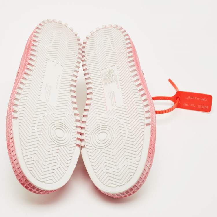 Pre Owned Off-White White/Pink Suede and Glitter Vulcanized  Sneakers Size 41