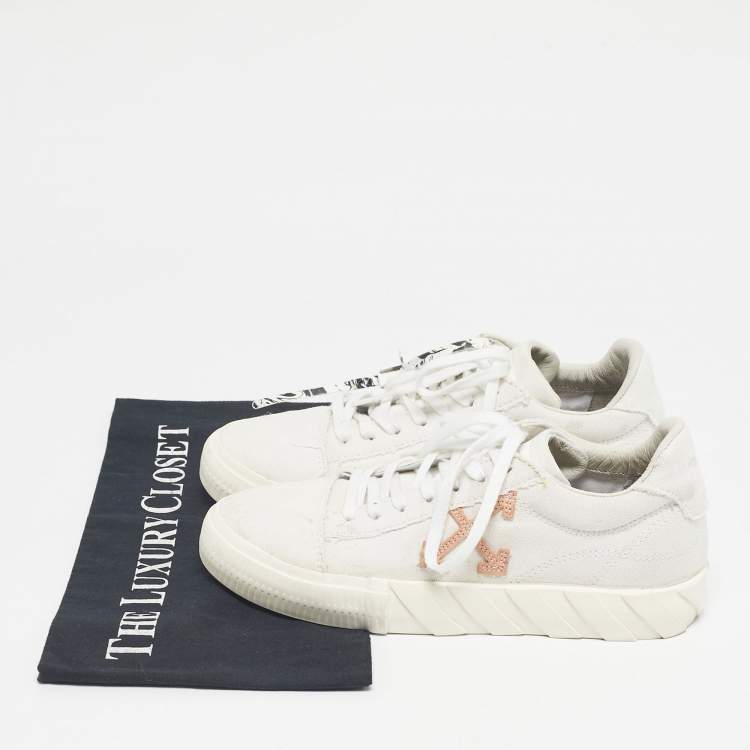 Pre Owned Off-White White Canvas Vulcanised Lace Up Sneakers Size 37