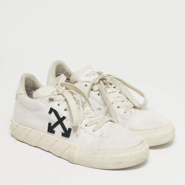 Pre Owned Off-White White Canvas Vulcanized Lace Up Sneakers Size 38