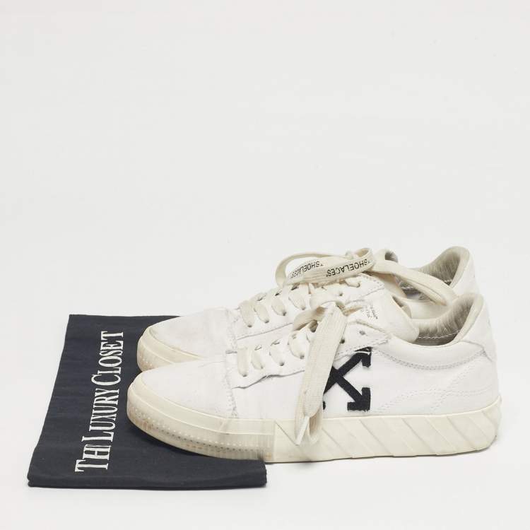 Pre Owned Off-White White Canvas Vulcanized Lace Up Sneakers Size 38