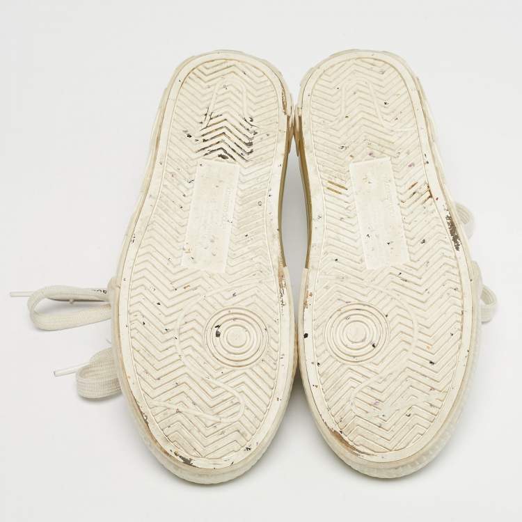 Pre Owned Off-White White Canvas Vulcanized Lace Up Sneakers Size 38