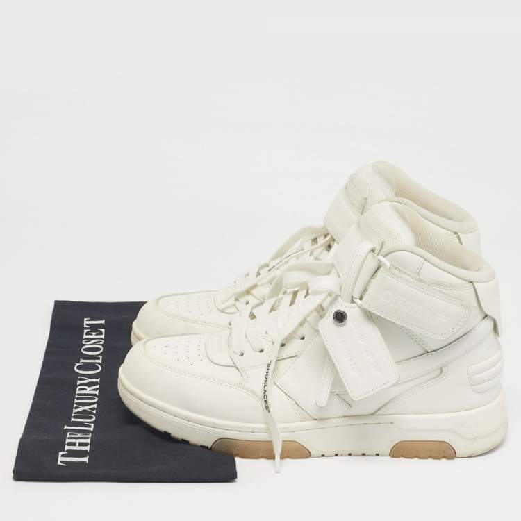 Pre Owned Off-White White Leather Out Of Office High Top Sneakers Size 40