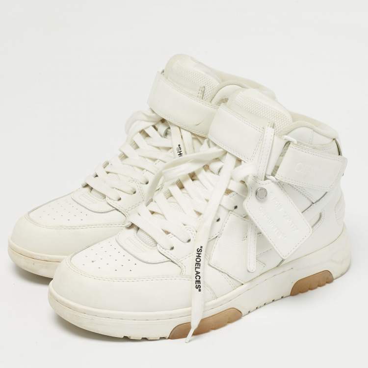 Pre Owned Off-White White Leather Out Of Office High Top Sneakers Size 40
